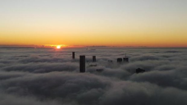 Fog blankets Brisbane on Thursday morning.