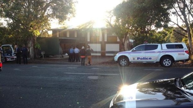 Police at the scene of a reported stabbing at Wellington Point.