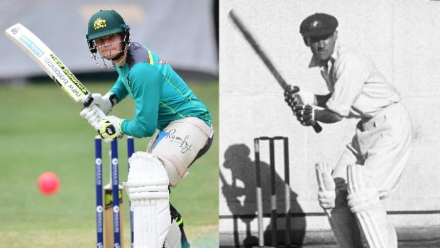 Special company: Steve Smith is putting his name beside Don Bradman's as one of Australia's all-time greats.