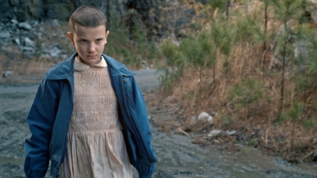 Millie Bobby Brown as Eleven in Netflix's <i>Stranger Things</i>.