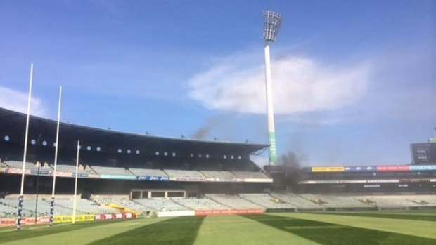 The fire at Domain Stadium is said to have started in a kitchen area.