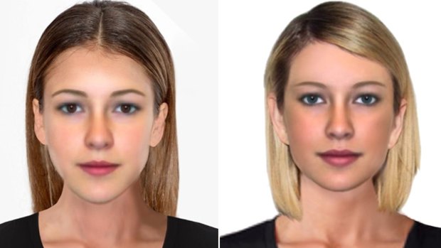 The ideal female face as perceived by the men in the study, left, and the women, right. 