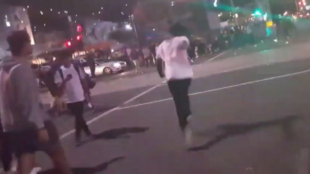 Apex gang members rioting outside Flinders Street station last March