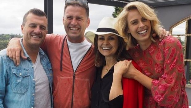 Today show producer Mark Calvert, Stefanovic, Wilkinson and Sylvia Jeffreys at Richard Wilkins' Today party on Saturday.