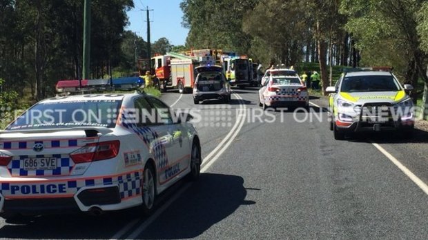 Emergency services on scene at a fatal traffic crash in Maudsland on the Gold Coast.