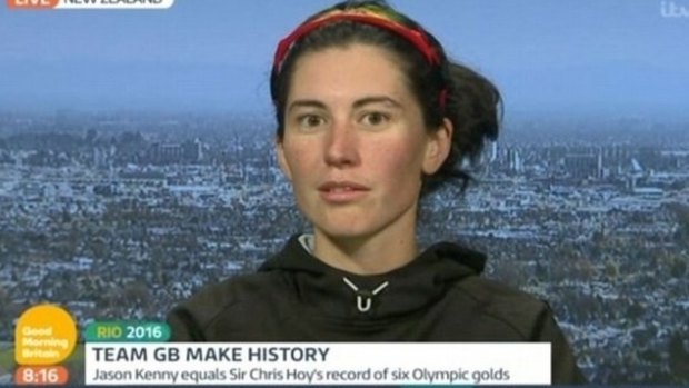 Emma Trott, sister of British cyclist Laura Trott, interviewed on ITV.

