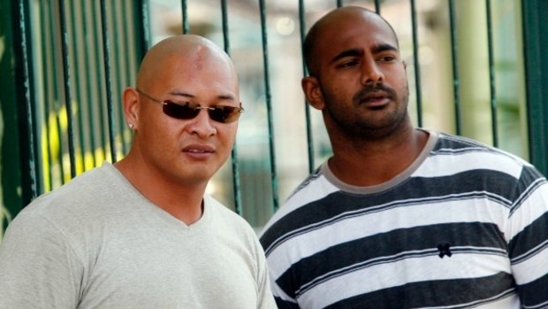 Australian Andrew Chan and Myuran Sukumaran  seen during the Indonesian independence day celebration inside the Kerobokan prison in Bali, Indonesia on 17 August 2011.