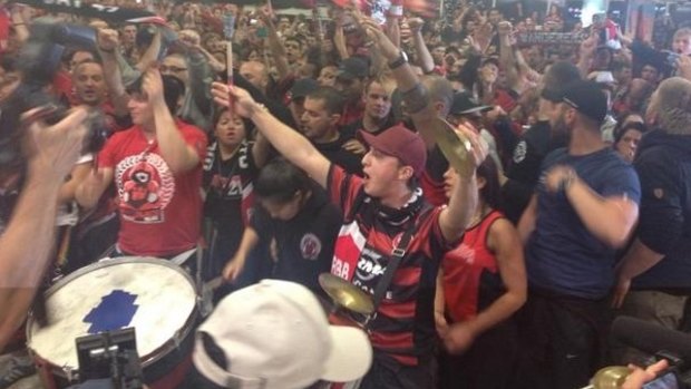 Grand welcome: Wanderers fans were in full voice on Monday night.