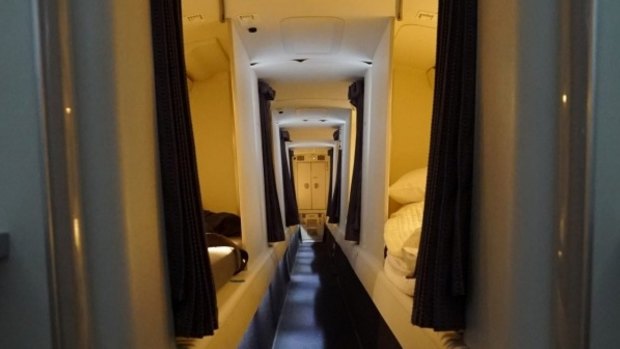 There are eight single beds above economy class.