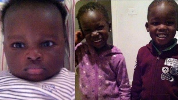 Bol, 1, left, Hanger, 4, centre and her twin brother Madit, right, were killed when their mother's car crashed into the lake.