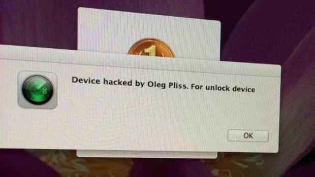 What part of the hacker's message looks like on an iMac screen.