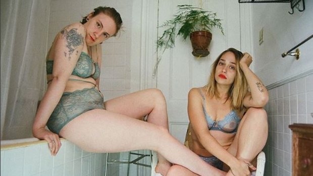 Jemima Kirke (right) and Lena Dunham pose for the Lonely Girls Project.