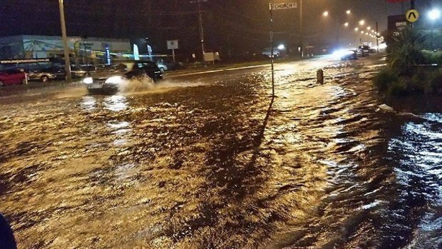 Record rainfall in Geelong led to flash flooding on Anzac Day eve.