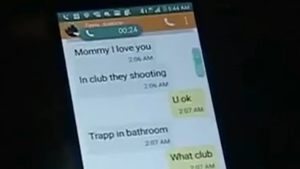 Mina Justice shares the texts her son sent her during the shooting.
