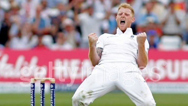 Stoked: England's Ben Stokes taking the wicket of Peter Nevill.