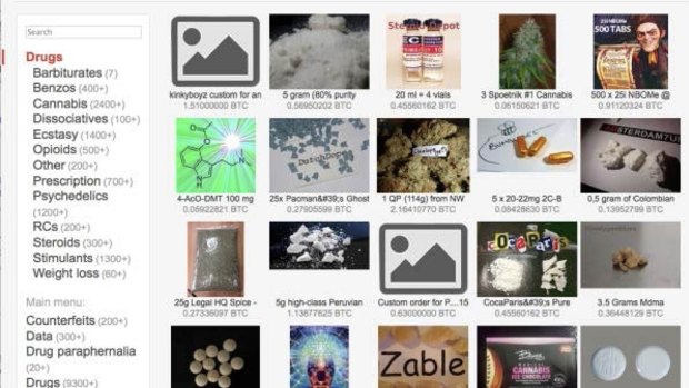 Drugs on a site (since taken down) on the dark web.