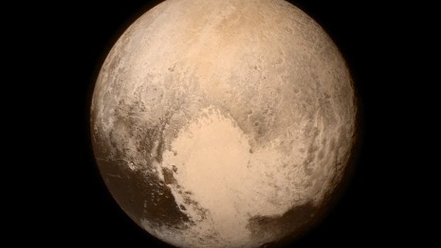 This image provided by NASA shows Pluto, seen from the New Horizons spacecraft on July 13.