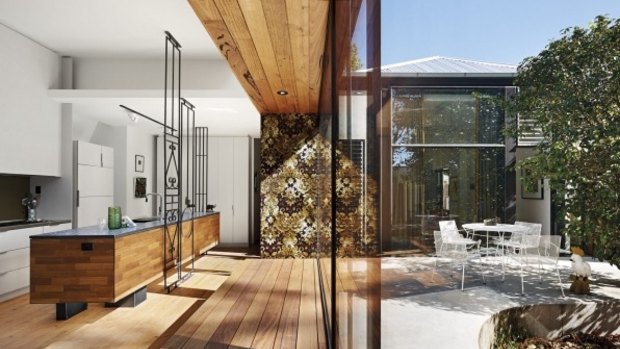 Multplicity interior designer Sioux Clark used subtle colour for this renovated Victorian house in Prahran, Melbourne, turning existing 1960s brown patterned carpets into wall panels.