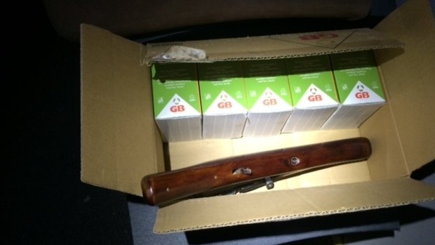 Weapons obtained during a raid conducted by Task Force Maxima of a business in Moorooka.