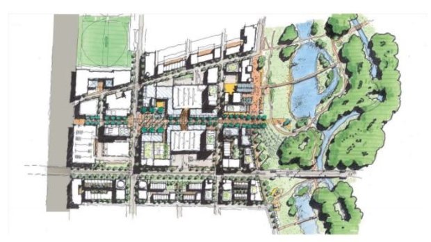 An artist's impression of the proposed town centre at South West Creek.