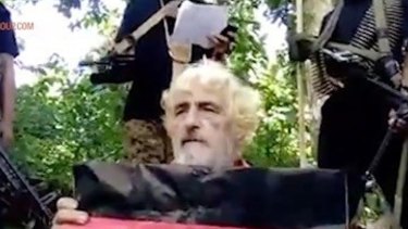 Undated image made from militant video shows German hostage Jurgen Kantner at an undisclosed location. 