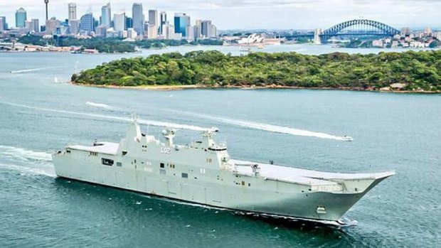 Biggest warship ever: The HMAS Canberra is getting ready to launch.