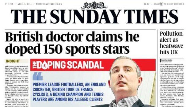 The Sunday Times front page.