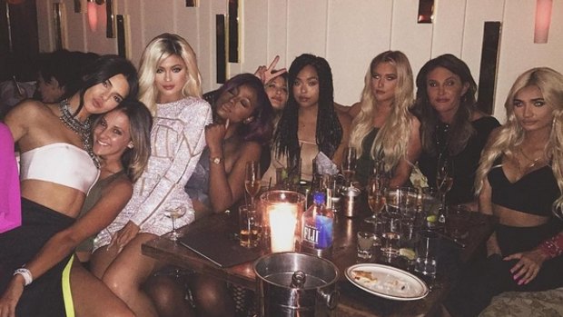 Kylie Jenner (third from the left) celebrates her 18th birthday.