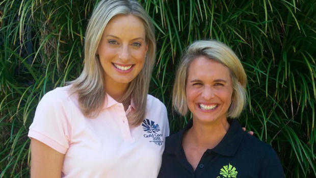 Australian netballer and Gold Coast Commonwealth Games ambassador Laura Geitz, with Libby Trickett.