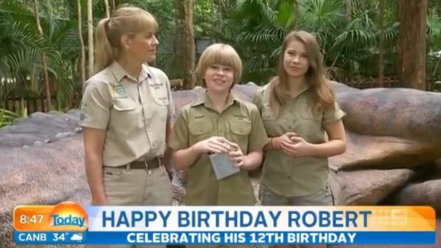 The Irwin family on <i>Today</i> after touching down in Australian in time for Robert's 12th birthday.