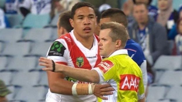 Under the new rules Tyson Frizell's contact with the referee would have resulted in a fine.