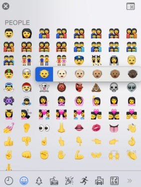 Apple branches out: a beta software upgrade reveals a colour palette will allow customisation of emojis.