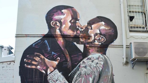 Scott Marsh's Kanye Loves Kanye mural in Teggs Lane, Chippendale, has been painted over.
