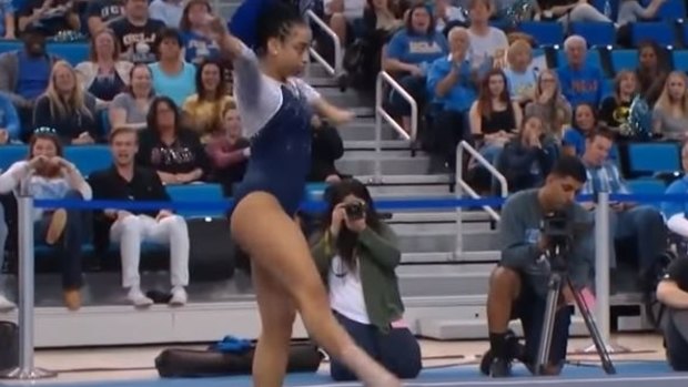New sensation: UCLA gymnast Sophina DeJesus' routine stole the show over the weekend.