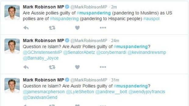A screenshot of Mark Robinson's "Muspandering" tweets.