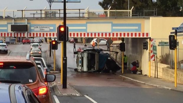 The truck rollover blocked a lane of traffic in Bayswater.