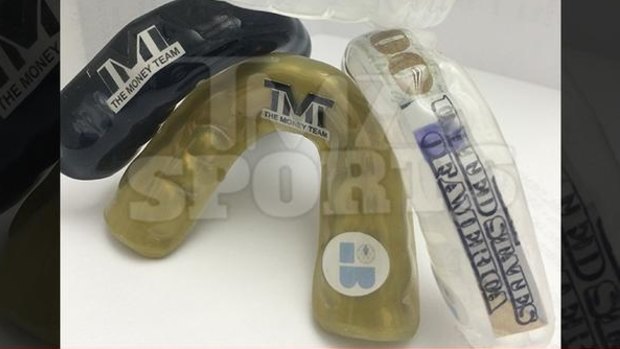 Expensive tastes: Mayweather's custom-made mouthguards.