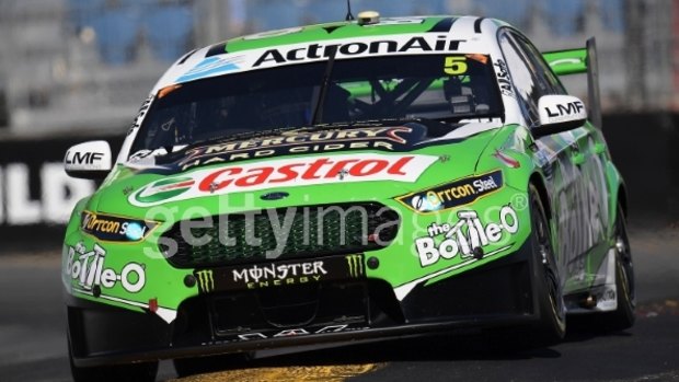 Mark Winterbottom in his Ford Falcon FGX during the  opening round of the Supercars Championship in Adelaide.