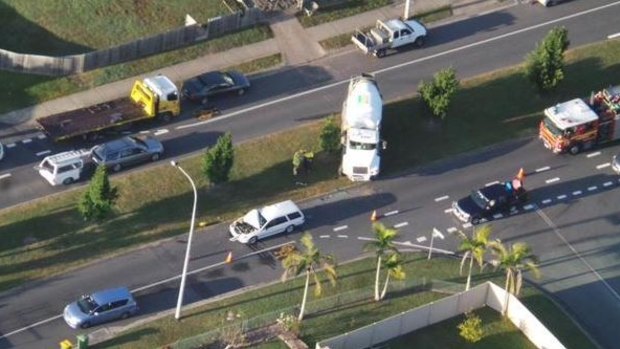 Five people have been injured in a collision between a truck and car at Beenleigh.