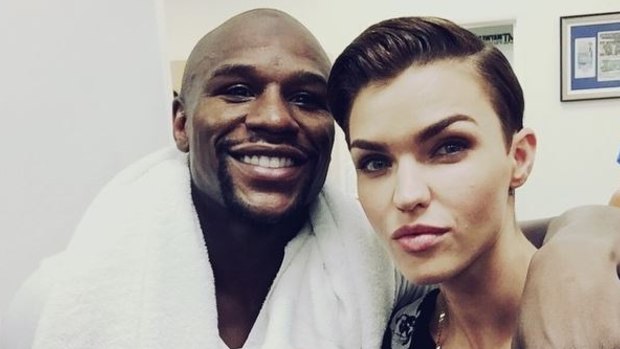 The champ? Floyd Mayweather with Ruby Rose.