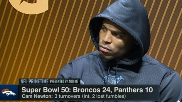 Not in the mood to talk: Carolina Panthers quarterback Cam Newton.