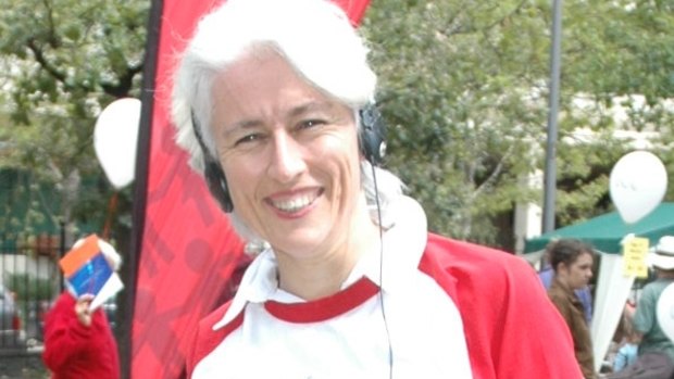 Genevieve Jacobs during an outside broadcast for the ABC.