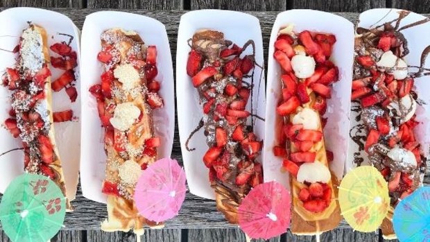 Waffles are on a stick at the Perth Night Noodle Markets.