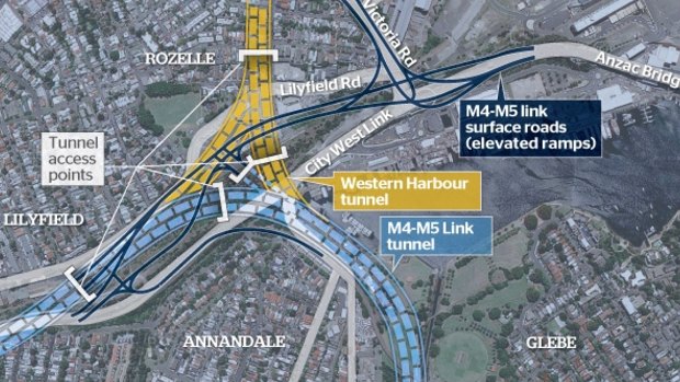 Previously disclosed plans for surface motorway interchange at Rozelle. It is understood a larger proportion of that interchange will be underground.
