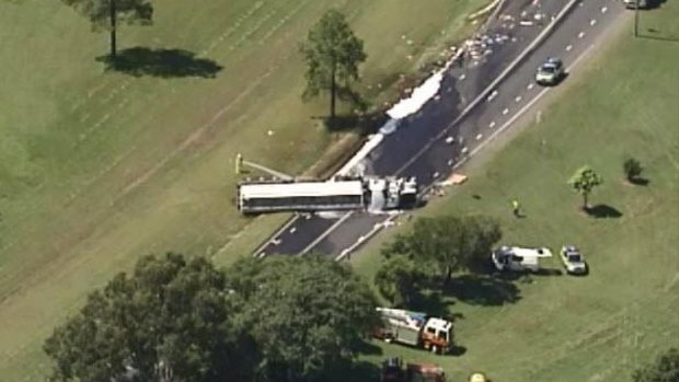 One man dead, one injured after fuel tanker and van crash on D'Aguilar Hwy near Kilcoy.