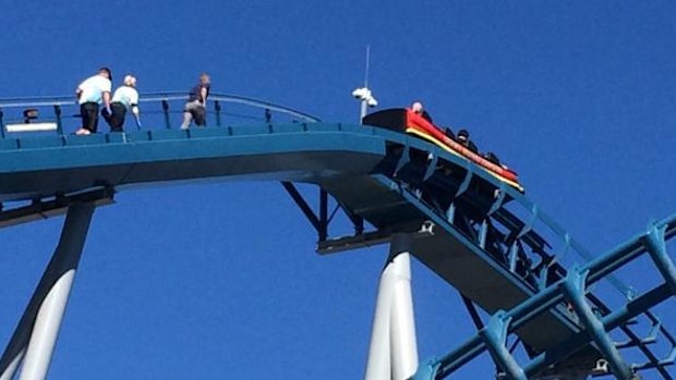 Sea World ride Storm Coaster gets stuck