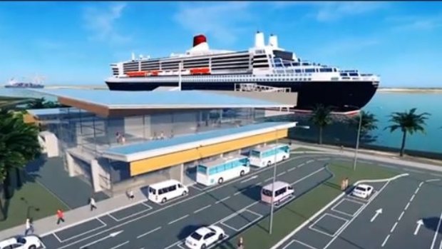 Concept design for Brisbane's planned mega-cruise ship terminal.