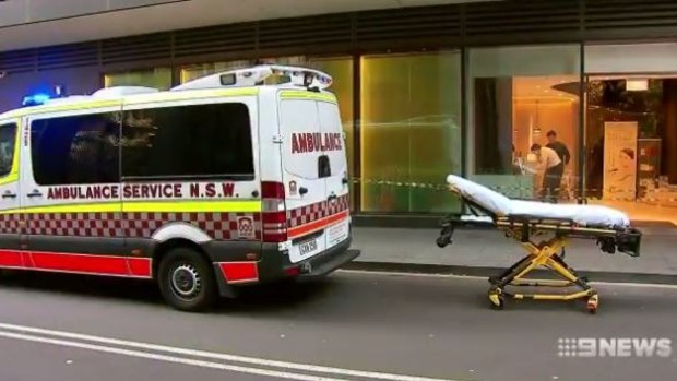 Paramedics at the scene of The Medi Beauty clinic in Chippendale on Wednesday afternoon.