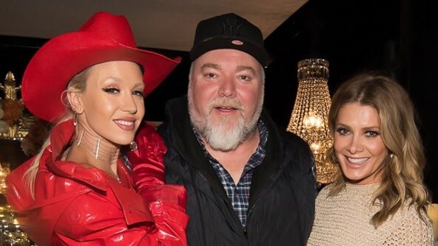 Imogen Anthony, left, with boyfriend Kyle Sandilands and Natalie Bassingthwaight at the launch of House of K'Dor's Double Bay boutique.