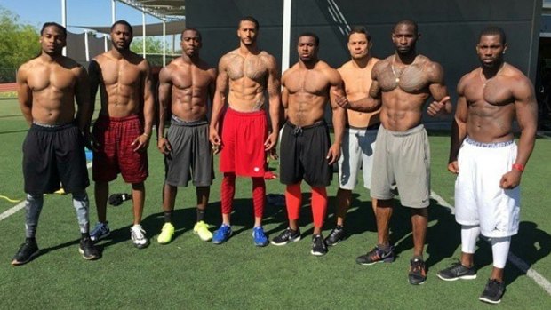 Colin Kaepernick's shot from Arizona at the start of Hayne's journey. Hayne is pictured third from right.